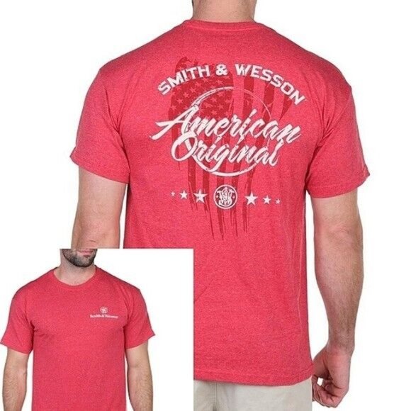 Smith & Wesson Red American Original Distressed Flag Graphic Print Tee Medium - Picture 1 of 4